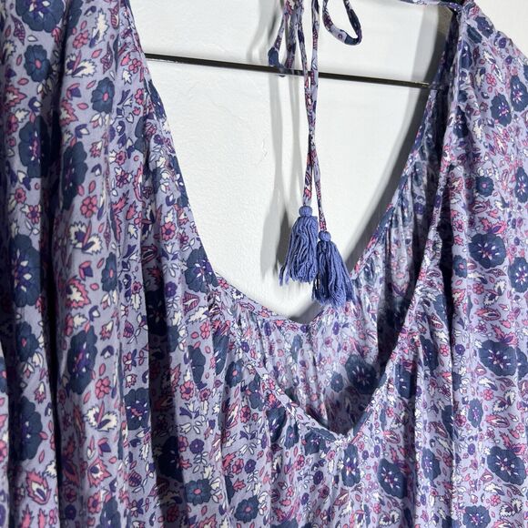 Spell & The Gypsy Sz L Kombi Flutter Top Floral Lavender Purple Blouse - Picture 6 of 10